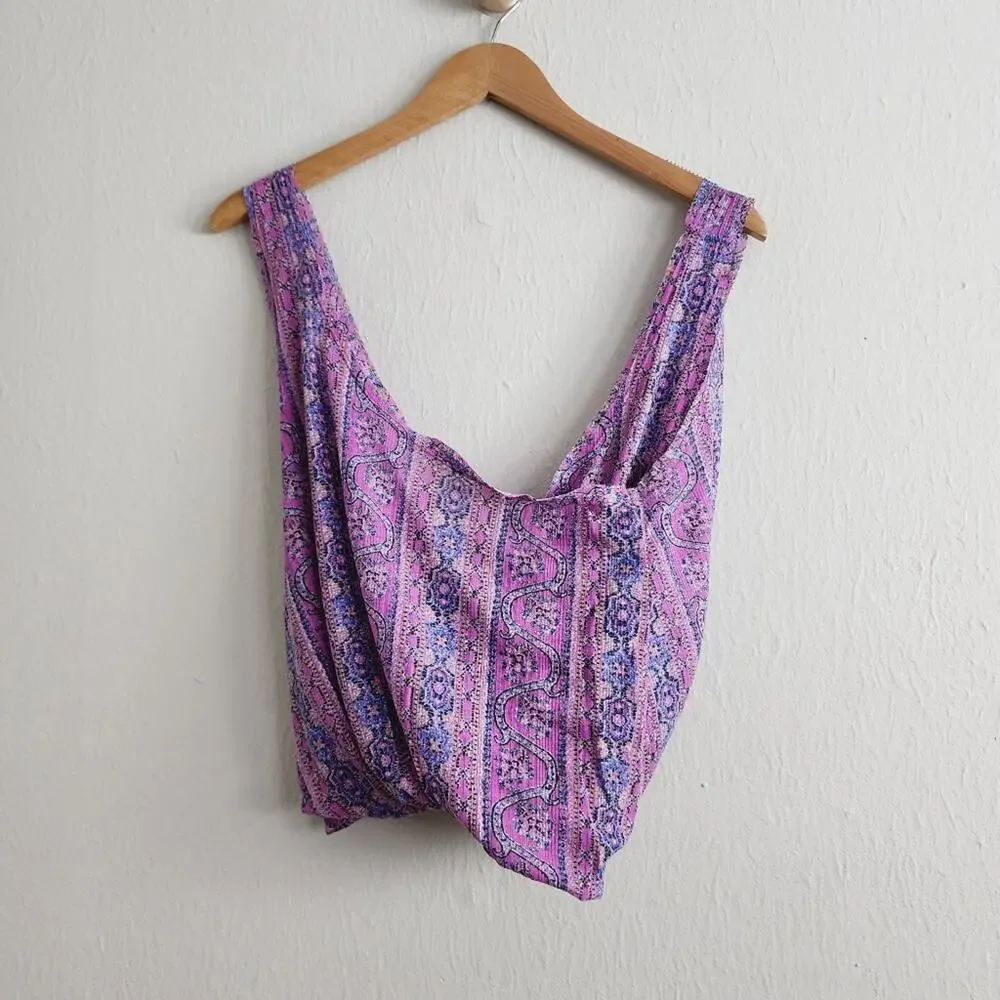 NEW Free People Twisted Wrap Tank Top Summer Bloom Floral Print Linen XS